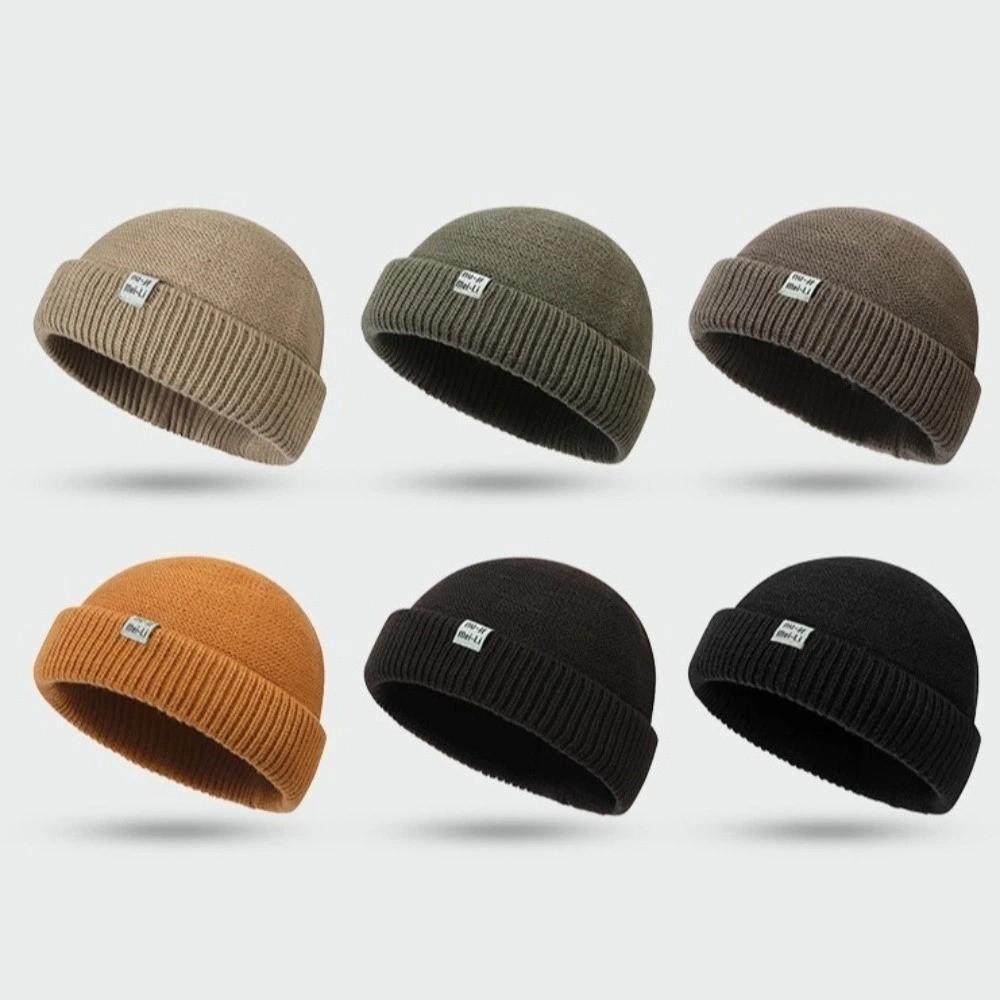 Wool Knit Brimless Cap Round Top Melon Cap Simple Fisherman Skullcap Autumn Winter