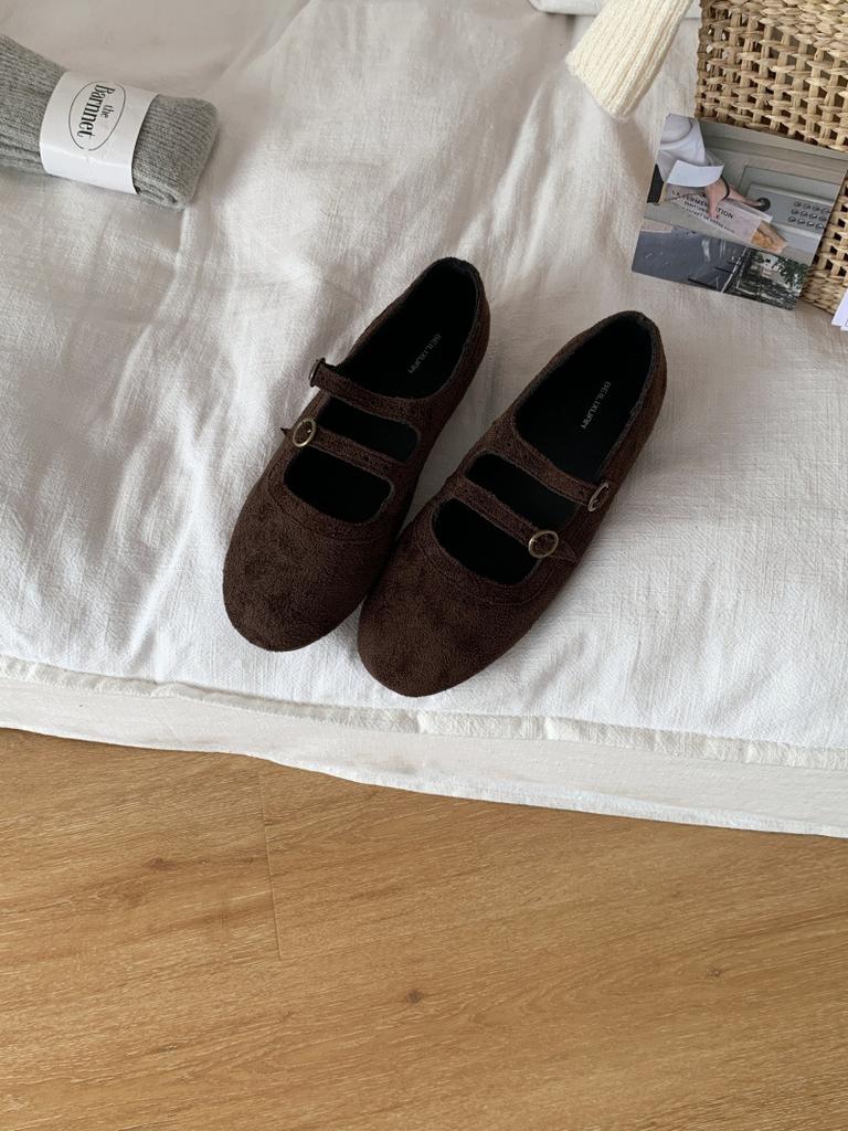 Premium Retro Double-breasted Woolen Mary Jane Shoes Women's 2025 Autumn and Winter New Versatile Flat Single Shoes Grandma Shoes