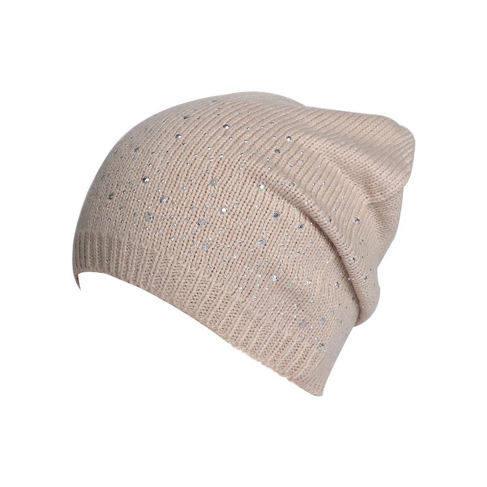 Rhinestone Decor Knitted Hat Stylish & Shiny Beanies Hat Women Knitted Cap  Outdoor Streetwear