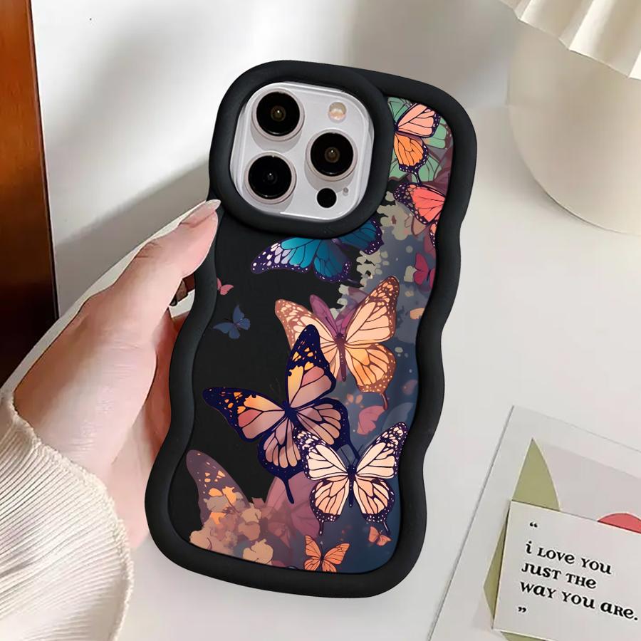 Cute Butterfly Case for iPhone 16 Pro Max 17 Air 8 11 12 13 14 XR 15 Plus Soft Phone Cover