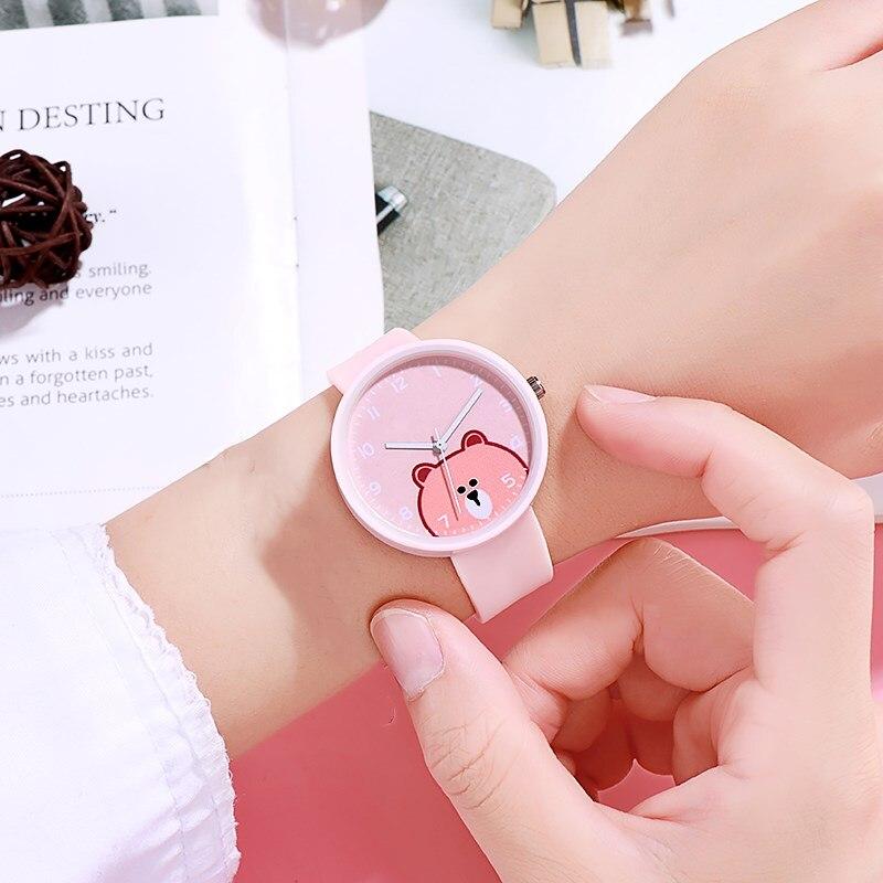 Kids Watches Boys Girls Cute Cartoon Bear Silicone Children"s Watch Women Ladies Quartz Wristwatches Gifts Clock