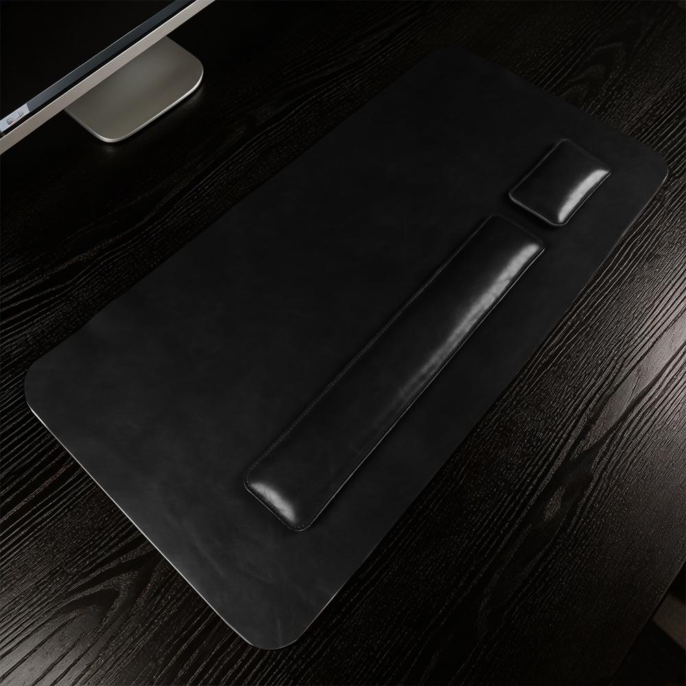 Handmade Top Grain Cowhide Genuine Leather Laptop Desk Mat Computer Retro Premium Luxury Oil Wax Leather Keyboard and Mouse Pads
