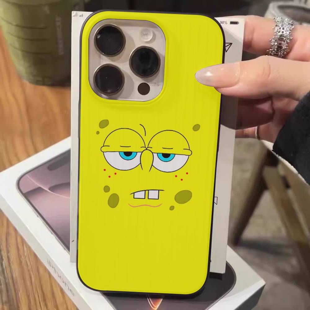 Мультяшный S-Губка Боб S-Квадратные Штаны Чехол для Телефона Для IPhone 17 16 15 14 13 12 11 Pro Max Plus Гофрированный Бампер Задняя Крышка Корпус