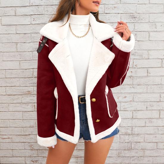 Женская куртка из искусственной замши, повседневное пальто с лацканами, толстое на шерпе, зимнее пушистое флисовое тренч-пальто с карманами