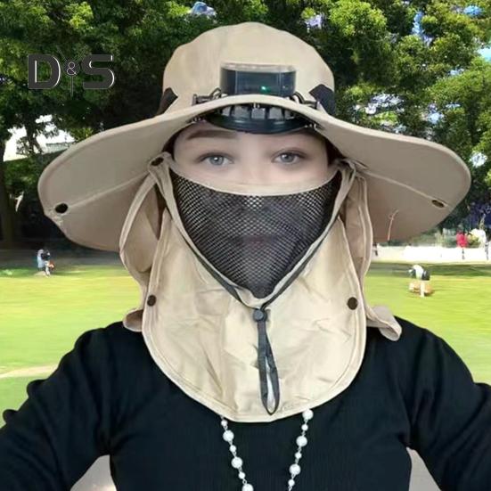 Кепка с защитой лица и шеи от солнца UPF 50+, защита от ультрафиолета, дышащая, с солнечной батареей, для мужчин, для летней рыбалки и активного отдыха, с широкими полями