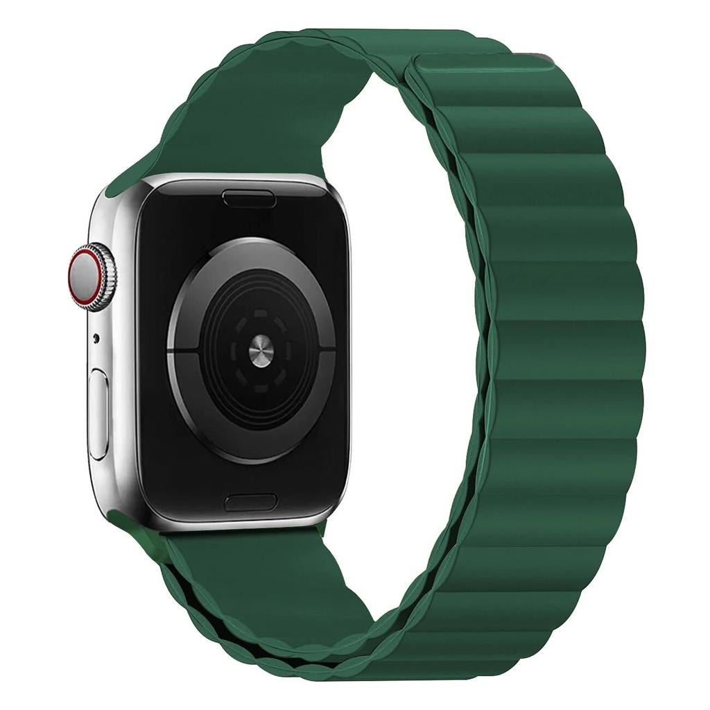 Ремешок для Apple Watch Band 44 мм, 40 мм, 45 мм, 41 мм, 42 мм, 38 мм, силиконовый браслет с магнитной петлей iWatch Series 8 7 Ultra 3 5 6 SE