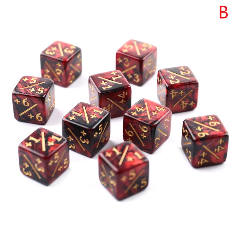 10 шт. 16 мм 6-гранные кубики-счетчики 1/-1 Кубики Детская игрушка Кубики для счета Для MTG Карточных игр Жетоны Кубики лояльности