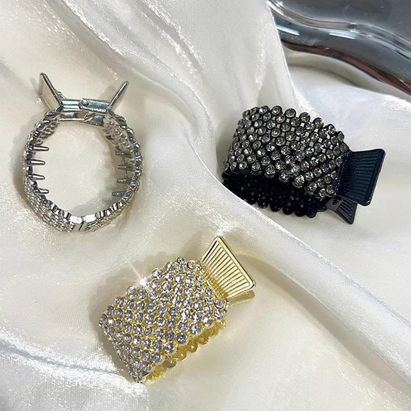 Роскошная Мода Жемчуг Стразы Металлическая Заколка для Волос Женщины Девушки Мини Держатель для Высокого Хвоста Кристалл Заколки для Волос Элегантный Праздничный Головной Убор
