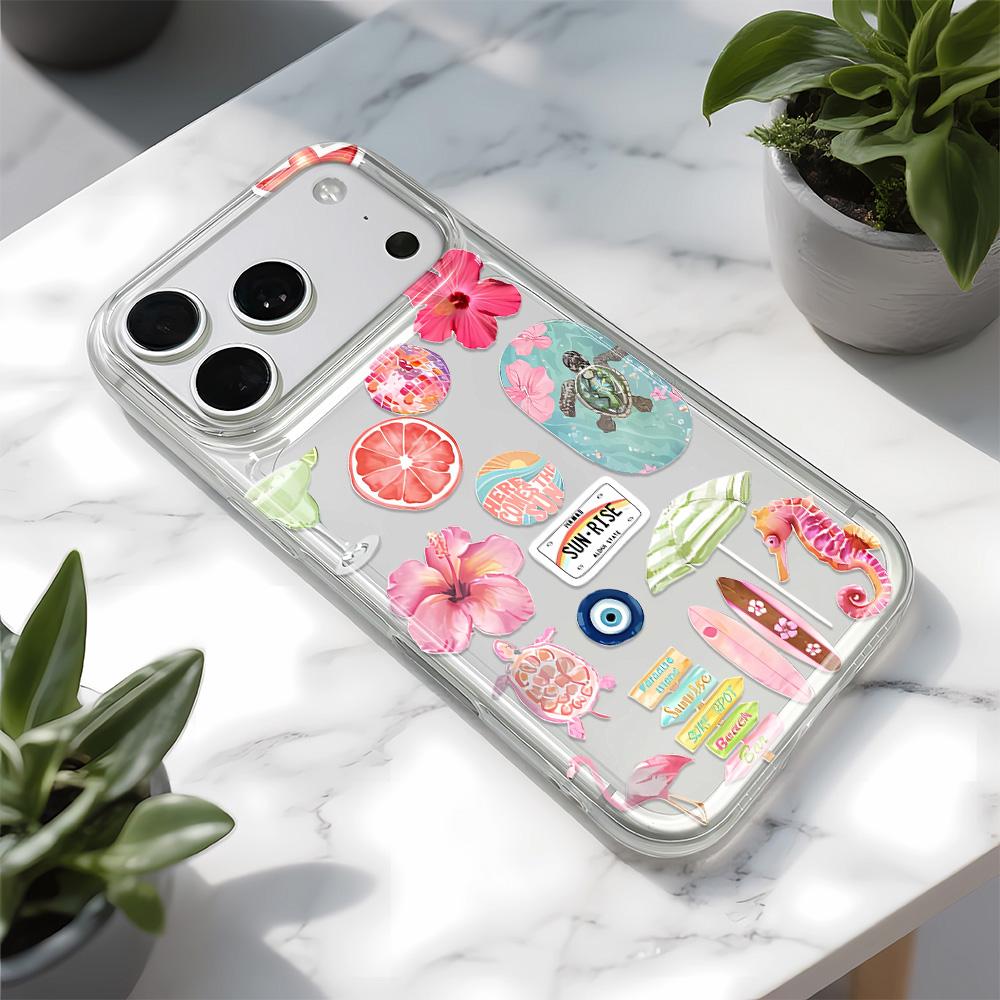 Летний Цветок Океана Чехол для Телефона Для iPhone 17 16 15 11 12 14 13 Pro Max Mini X XS XR 7 Plus 16E Air Ударопрочный Прозрачный Чехол