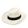 New Hat Hand-woven Natural Grass Denim Hat Hollow Strap Top Hat
