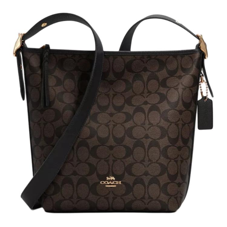 Coach Duffle 23 Fashion Zipper Closure PVC Crossbody Shoulder Bag Medium Women bags Dark-Brown C2819-IMAA8