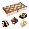 3 In 1 Chess Game Board Folding Storage Wooden Chess Board Sets Exquisite Chess Set Chess and Checkers Game Set