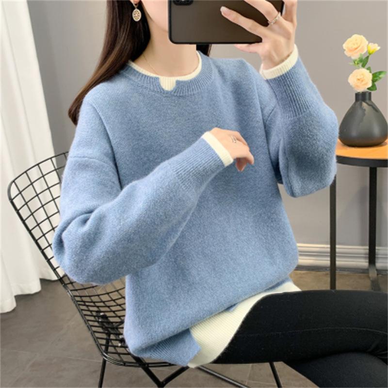 Женский свитер Осень и Зима Новый Свободный и Небрежный Стиль Верхняя одежда Пуловер Вязаный свитер