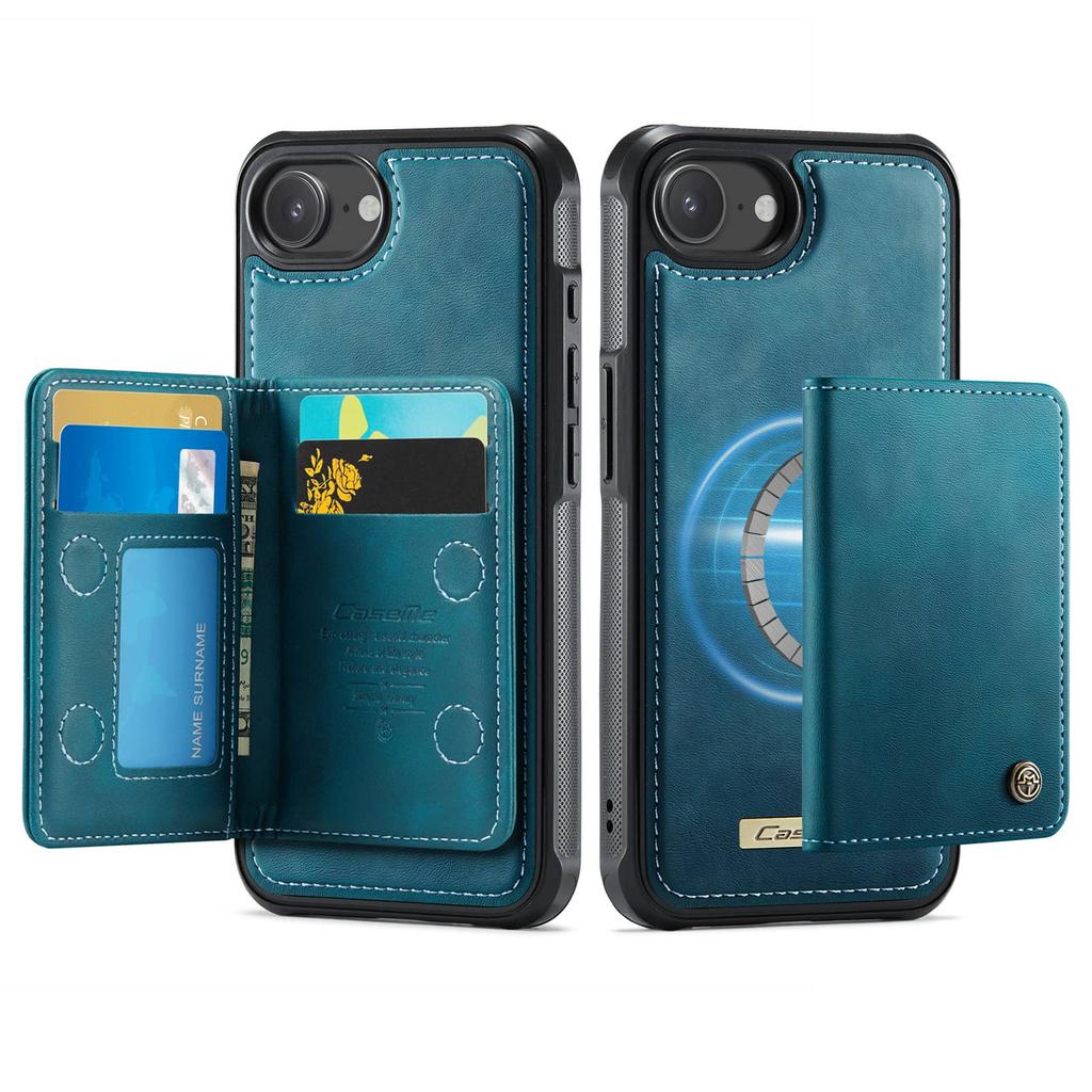 Для iPhone 17e Магнитный Кошелек 2-в-1 Съемный Держатель для Карт с RFID-блокировкой Подставка Ударопрочный Чехол-книжка из Искусственной Кожи