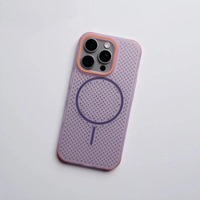 Ультратонкий сетчатый чехол с охлаждением Magsafe для iPhone 17 16 Pro Max 15 Pro 14 13 12, противоударный, с поддержкой беспроводной зарядки, жесткая крышка из ПК