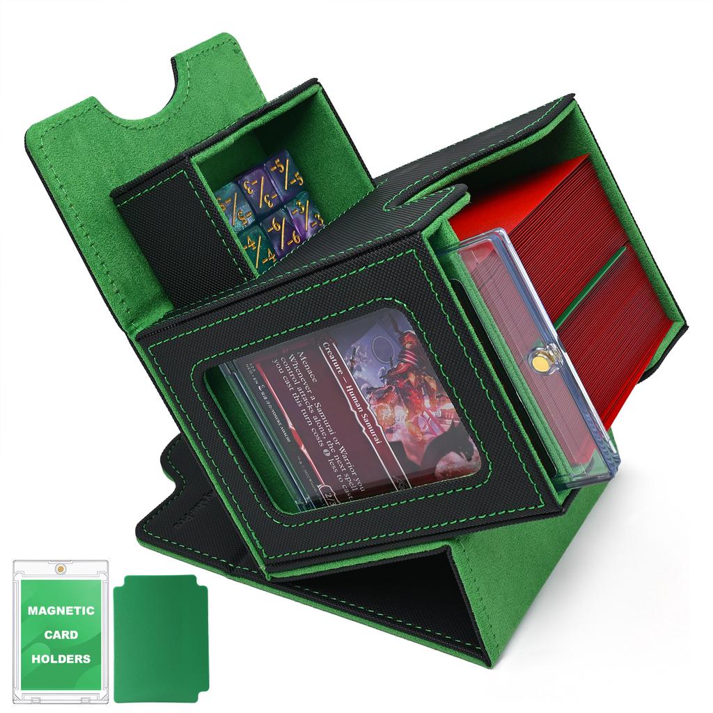 Commander Deck Box with Display Window Deck Case for MTG Fits 100+ Double-Sleeved Cards Magnetic Card Storage Box for TCG PTCG