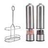 LED Light Stainless Steel Electric Pepper & Salt Grinder Set with Color Indicators.