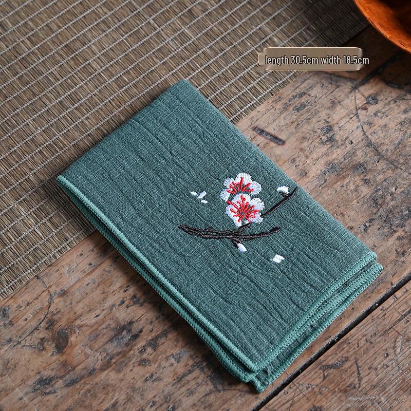 Shangqi Embroidered Plum Blossom Linen Tea Towel