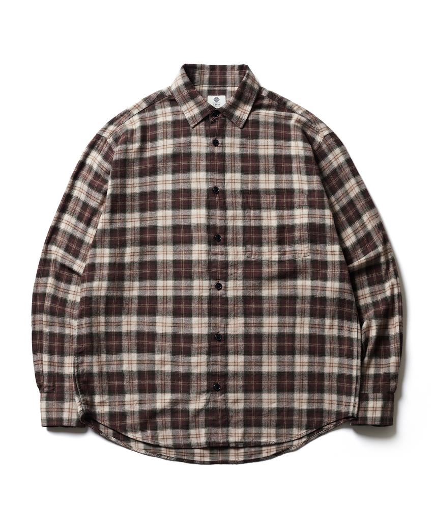 ESFAI One Pocket Plaid Shirt (Brown)