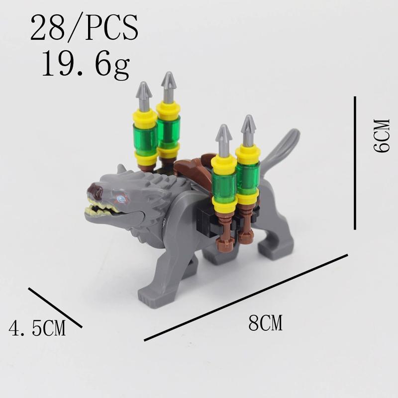 MOC Medieval Castle Orc Soldiers Figures Wolf Chariot Mount Knights King Warrior Elephant Goat Building Blocks Bricks Toys Gifts