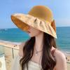 Summer New Hat Women's Versatile Knitted Breathable Color Glue Sun Protection Sun Hat Summer Mesh Bow Sun Hat