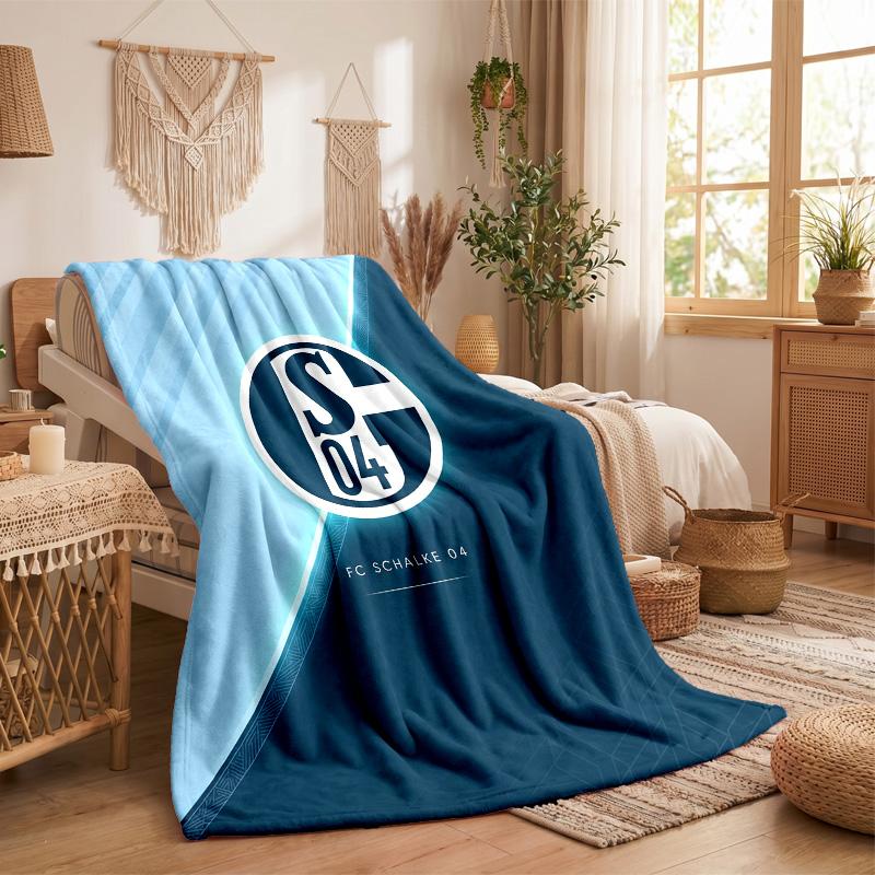 Schalke 04 Theme Fleece Blanket Cozy Soft Plush Blanket For Bedroom Couch Travel