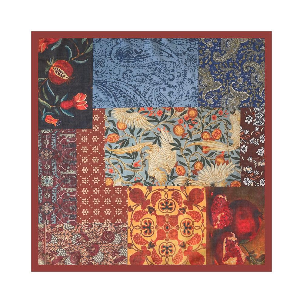 Oil Painting Retro Literary Silk Scarf Cotton Square Scarf Versatile Cashew Nut Silk Scarf 70 Square Scarf Elegant Decorative Waist Seal Belt Scarf