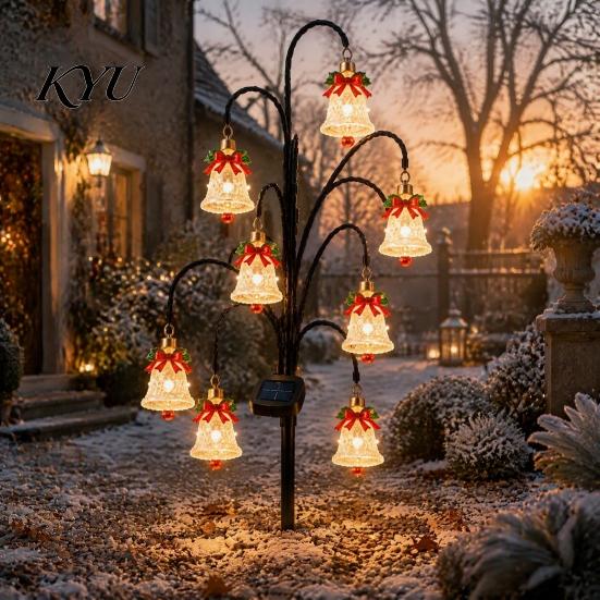 Solar Tree Stake Lights Christmas Lights, Outdoor Waterproof LED Pathway Winter Garden Accents Lamps for Yard Lawn Patio, Holiday Landscape Decoration