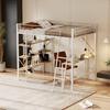 Metal Bed Strong Carrying Capacity with Computer Desk Storage Shelves Ladder Iron Frame Children Bunk Fall Protection Grilles Home Furniture Loft