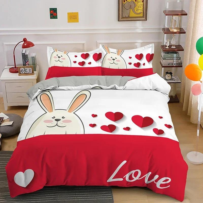 Комплект постельного белья для пар с 3D-печатью I Love You Crown, пододеяльник, двуспальный, двуспальный, двуспальный, двуспальный, для взрослых и детей, постельное белье, пододеяльник 2/3 шт.