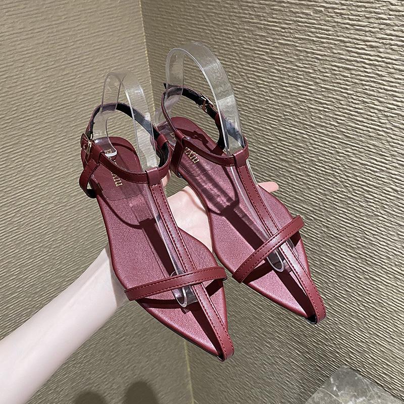 Мода 2025 Лето Новый Стиль Пряжка Модные Сандалии-стринги для Женщин Повседневные Трендовые Удобные Низкий Каблук Сандалии Женские Каблуки Женские