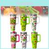 Термокружка Grinch из нержавеющей стали, 40 унций, с крышкой-поилкой и соломинкой, в современном зеленом дизайне