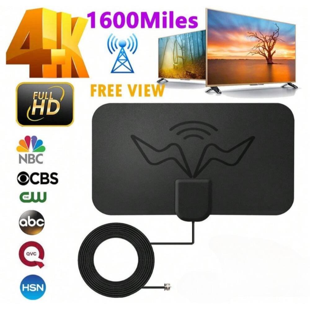 Антенна для HD-телевидения 4K с высоким коэффициентом усиления - Активная комнатная антенна с усилителем сигнала, вилка ЕС