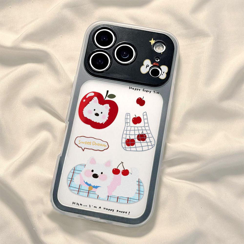 Щенок с яблочной головой подходит для чехла-книжки два в одном для iPhone17promax, Apple 16 нишевый 15 поколение простой