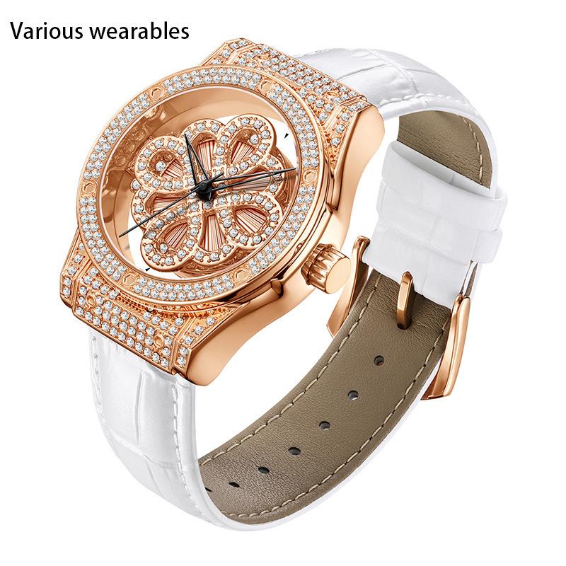 Модные британские часы с бриллиантами для мужчин и женщин, модные часы с вращающимся полым циферблатом