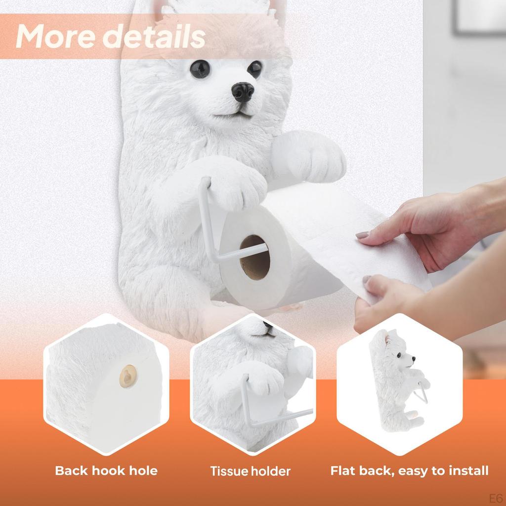 Creative Cartoon Animal Shape Tissue Wall Mounted Rack, Toilet Holder, Resin Paper