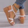Wedge Sandals for Women Summer 2025 Comfortable Non Slip Beach Shoes Woman PU Leather Platform Roman Sandalias