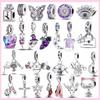 New 925 Sterling Silver Purple Butterfly Charm Tree of Life Moon Beads For Original Pendant Bracelet Jewelry For Women