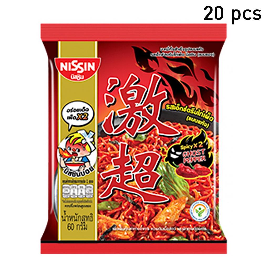 NISSIN Лапша быстрого приготовления Премиум Extream со вкусом курицы и острого перца чили (Сухой тип) 60 г. х 5/10/15/20 шт.