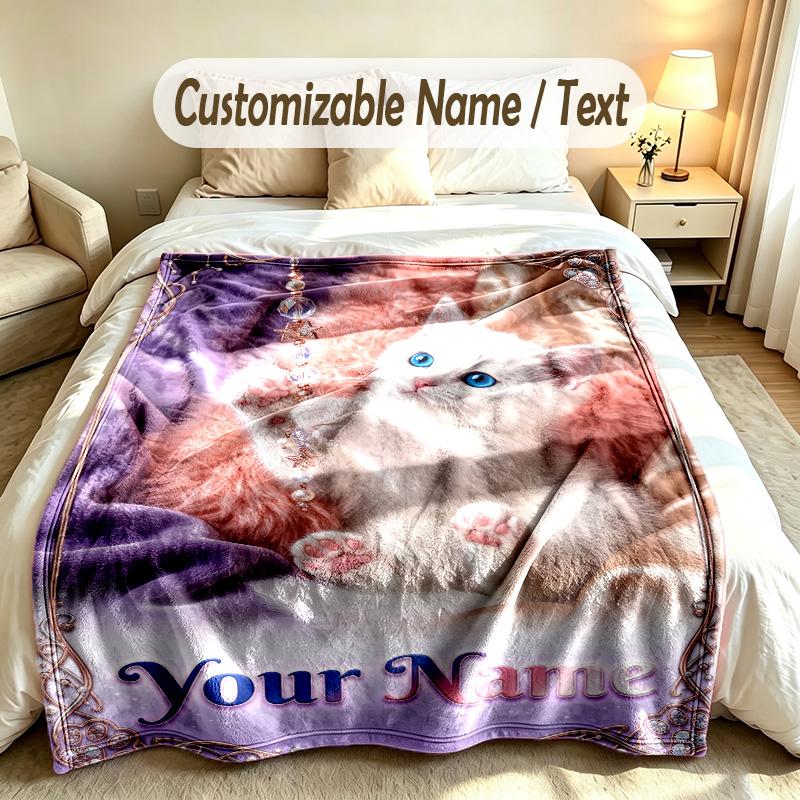 Fantasy Magic Theme Custom Blanket Personalized Name & Text Customized Soft Warm Throw Blanket Home Decor