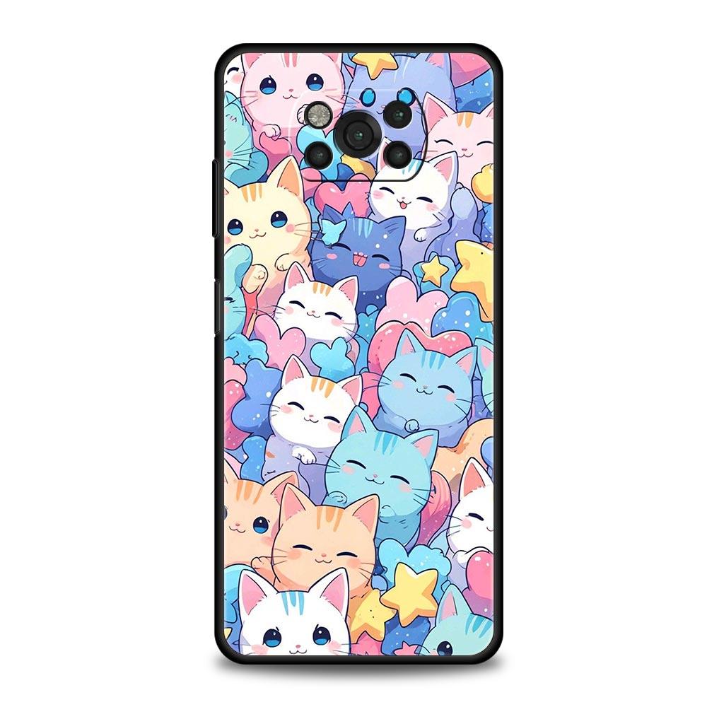 Чехол-накладка с ярким дизайном кошки для Xiaomi Poco F7 Ultra F6 F5 F4 F3 X6 X5 X4 X3 NFC C51 C55 M4 GT 5G Мягкий ТПУ Корпус Capas
