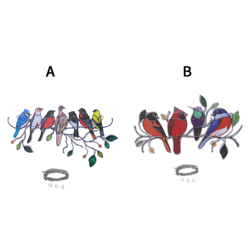 Stained Glass Color Birds Acrylic Window Wall Hanging Pendant Decorative Decors