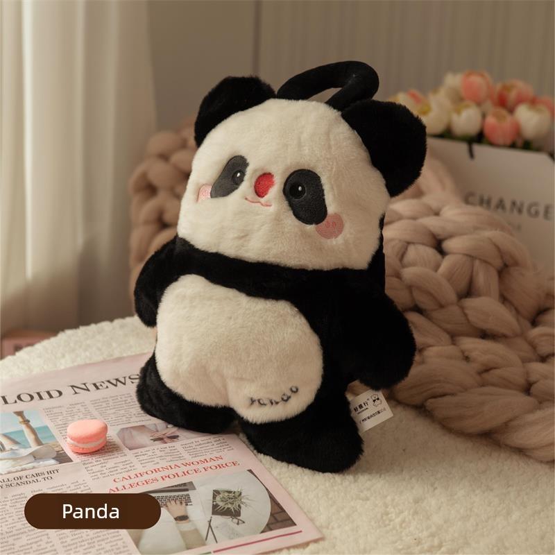 Hot Water Bottle Winter Warmer National Standard Rechargeable Plush Panda Hand Warmer with Double Hand Pockets Detachable Portable Cartoon Hand Warmer