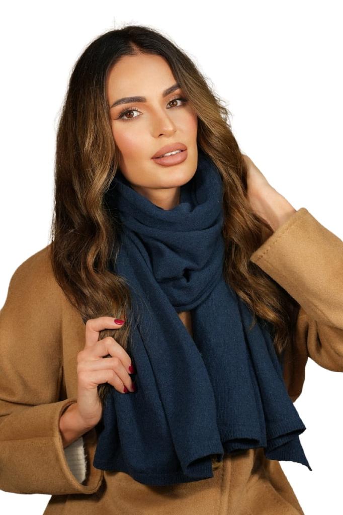 Scarf*01 Women' Wool Navy Blue