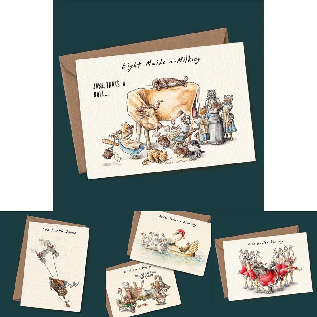 Twelve Days Of Christmas Card Set Set Of 12 Modern And Minimalistic Cards And Envelopes