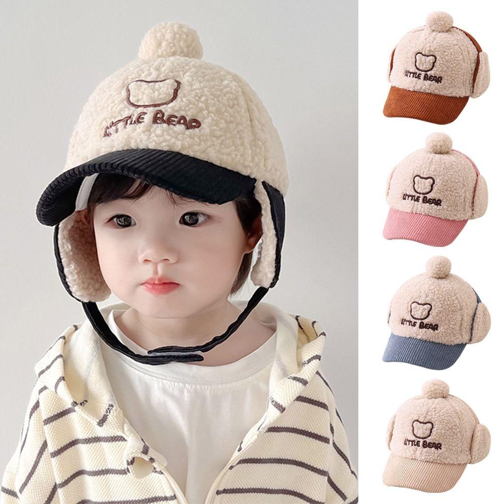 Earmuff Baby Baseball Cap Cute Bear Lei Feng Hat Winter Kids Peaked Caps  Toddler