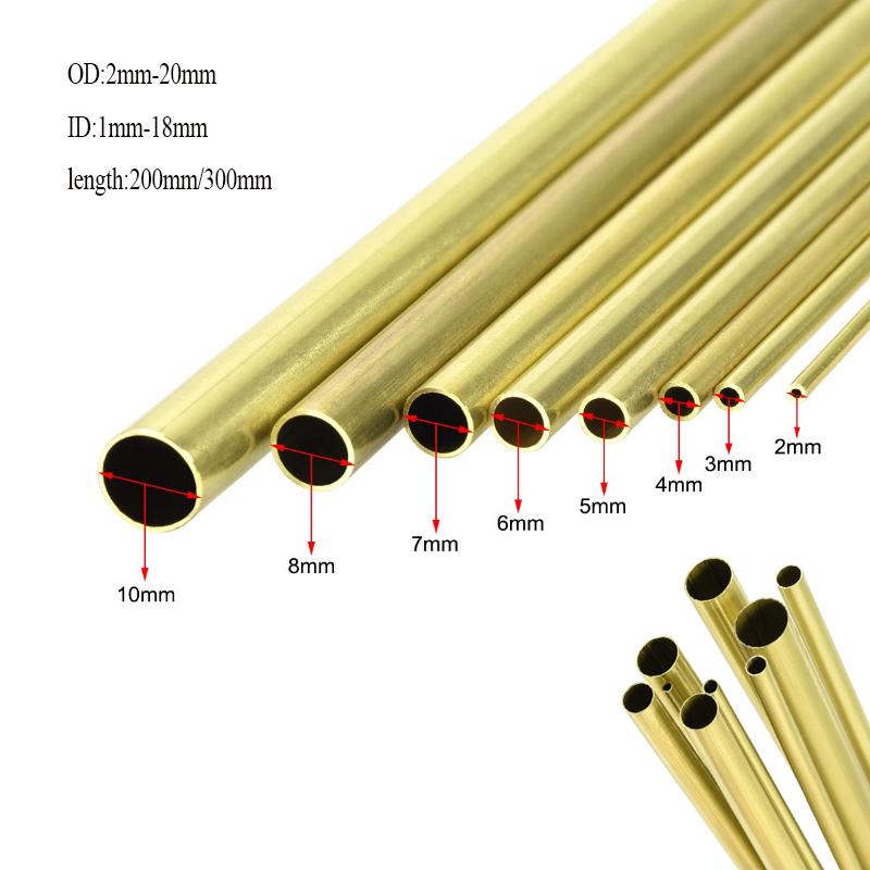 1PCS Brass Tube DIY Tube Round Diameter 2/3/4/5/6/7/8/10/14/16/20mm L200mm 300mm Brass Tube Brass Tube Cutting