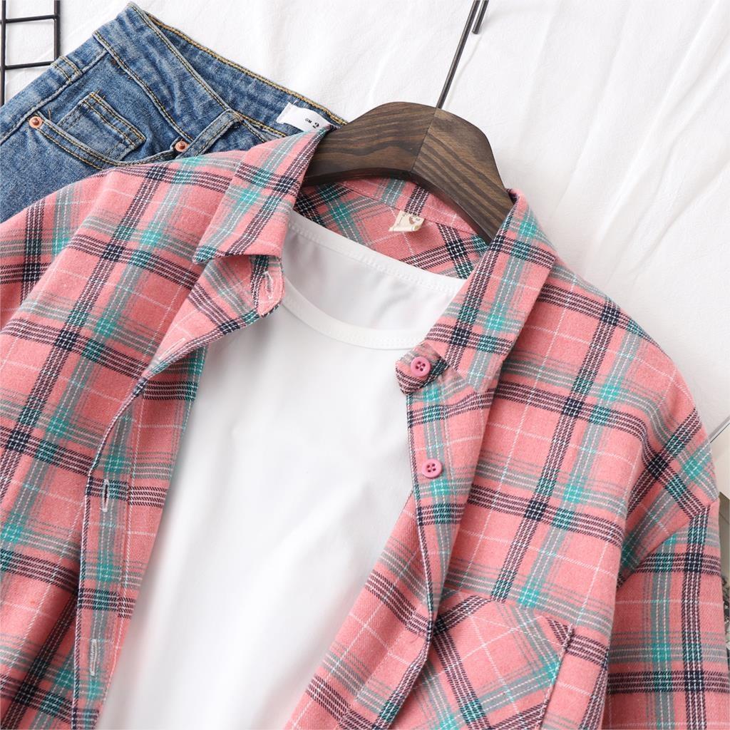 Plaid Shirt Women Loose Plus Size Blouse Female Long Sleeve Blouses Cotton Flannel Casual Shirt Women Tops Blusas