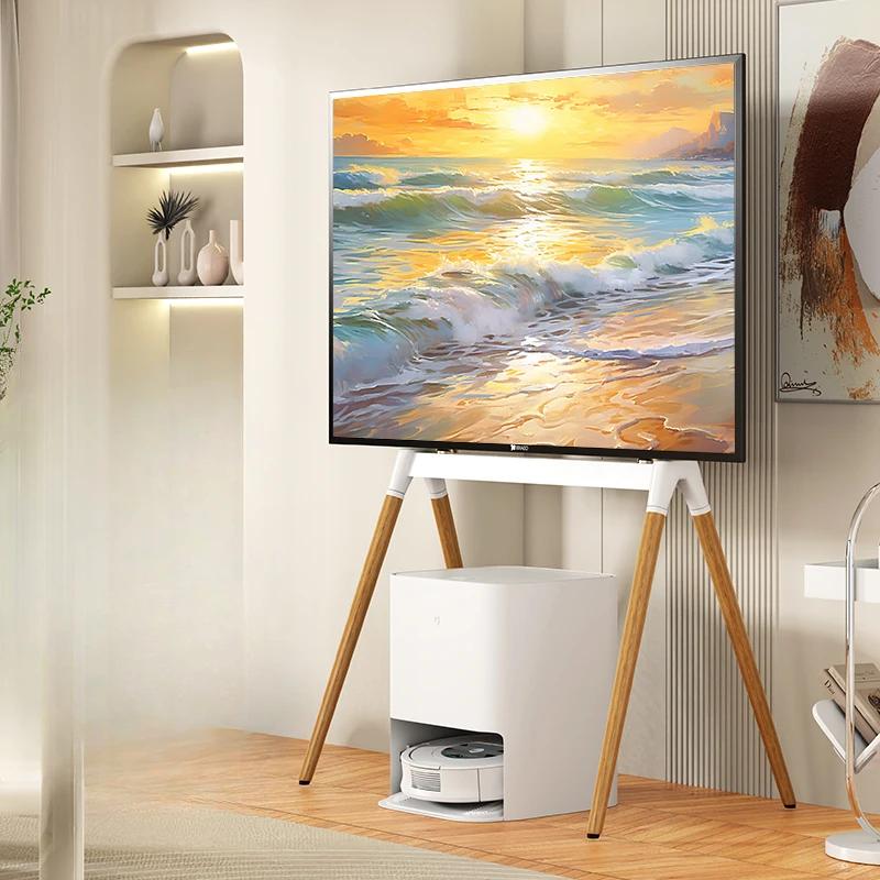 Подставка под телевизор Art для гостиной, спальни, подставки из цельного дерева, подходящие для экранов 32–86 дюймов, напольные кронштейны, мобильная тележка