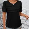 Летняя женская футболка, свободный повседневный пуловер с круглым вырезом, однотонный топ с короткими рукавами